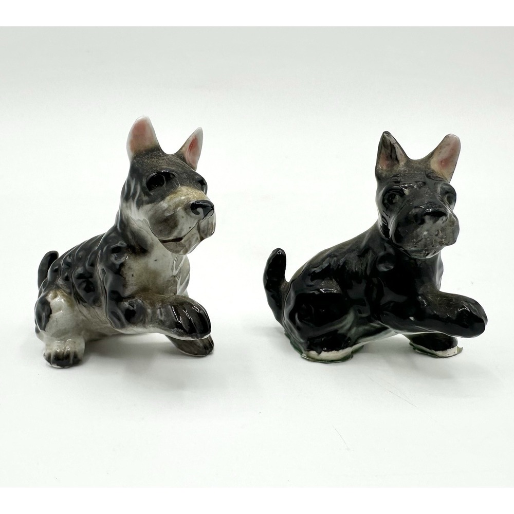 Miniature Scottish Terrier Dog Puppy Figurines Brown Black Grey Scotty